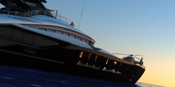 Luxury Super Yacht Надзвичайно Детальне Реалістичне Зображення Високою Роздільною Здатністю — стокове фото