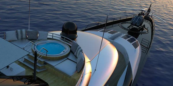 Luxus Super Yacht Rendkívül Részletes Reális Nagy Felbontású Kép — Stock Fotó