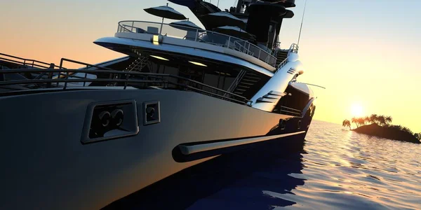 Πολυτέλεια Super Yacht Εξαιρετικά Λεπτομερείς Και Ρεαλιστικές Υψηλής Ανάλυσης Εικόνα — Φωτογραφία Αρχείου