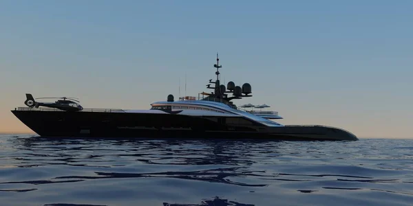 Πολυτέλεια Super Yacht Εξαιρετικά Λεπτομερείς Και Ρεαλιστικές Υψηλής Ανάλυσης Εικόνα — Φωτογραφία Αρχείου