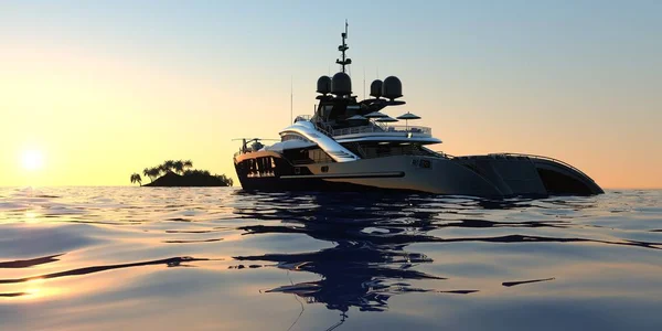 Luxury Super Yacht Надзвичайно Детальне Реалістичне Зображення Високою Роздільною Здатністю — стокове фото