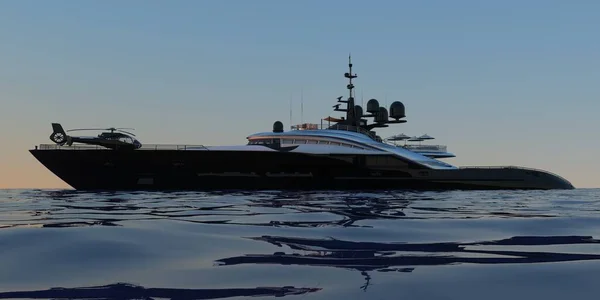 Luxury Super Yacht Imagem Alta Resolução Extremamente Detalhada Realista — Fotografia de Stock