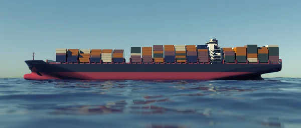 Cargo Container Ship at the sea. Extremely detailed and realistic high resolution 3d rendering