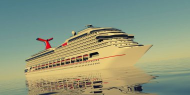 Lüks Yolcu Gemisi. Son derece detaylı ve gerçekçi yüksek çözünürlüklü 3D resimleme