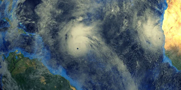 Atlantik Okyanusu 'ndaki kasırgalar uzaydan gösteriliyor. Bu görüntünün elementleri NASA tarafından döşenmiştir.
