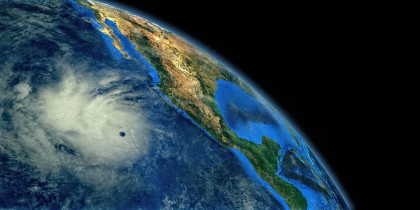 Hurricane Cloud shown from Space. Extremely detailed and realistic high resolution 3d rendering. Elements of this render have been furnished by NASA.