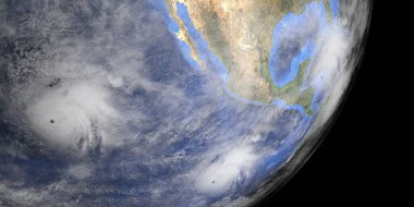 Gamma Delta Marie ve Norbert Kasırgası uzaydan görüldü. Bu 3D görüntüleme elementleri NASA tarafından desteklenmektedir..
