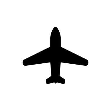 Düz dizaynlı uçak vektör simgesi beyaz arkaplanda izole edildi. Asgari tasarım.
