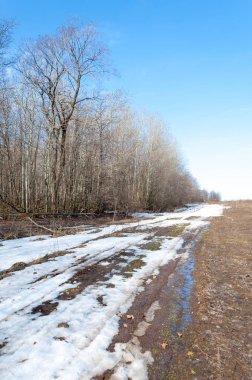 Bahar son kar. Toprak yolun son kar ile kaplı. Bu yıl harika zaman