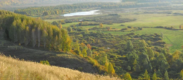 Image 6800 3000 Pixels Autumn Landscape Flood Meadows — Stock Photo, Image