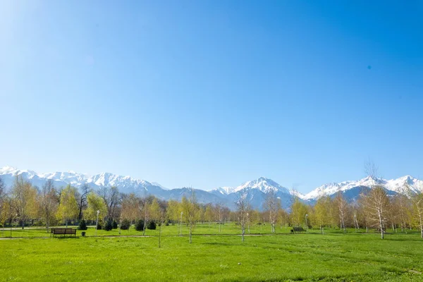 Kazachstan Wczesną Wiosną Park Pierwszego Prezydenta Kraju Central Park Słoneczny — Zdjęcie stockowe