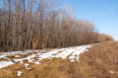 Bahar son kar. Toprak yolun son kar ile kaplı. Bu yıl harika zaman