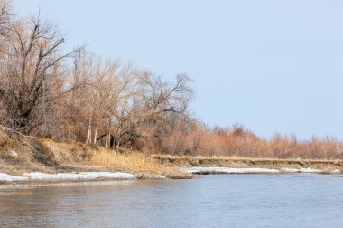 nehir son buz. Son buz parçası. son buz Ili Nehri üzerinde iğne. Orta Asya, Kazakistan bozkırlarında