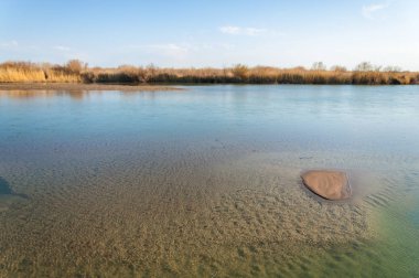 bahar bozkır nehirde. nehir sazlık ile büyümüş. saf zümrüt sudur