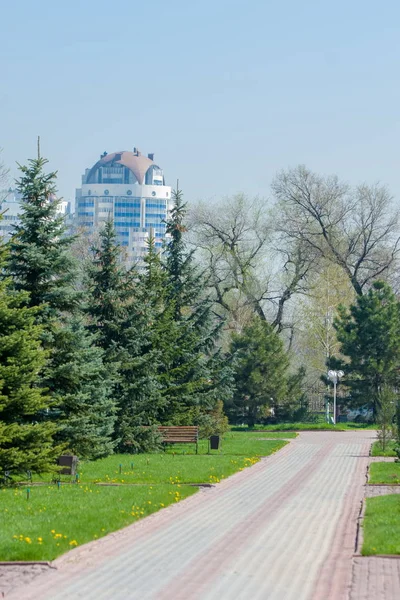 Kazakhstan Early Spring Park First President Country Central Park Sunny — Stock Photo, Image