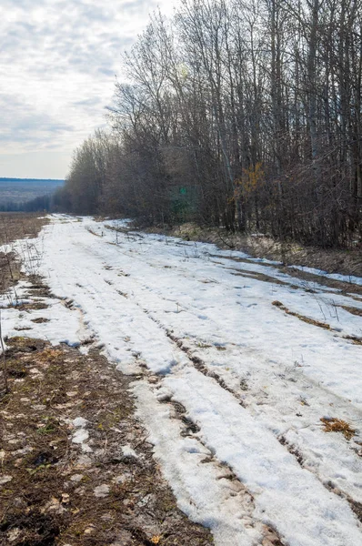 Bahar son kar. Toprak yolun son kar ile kaplı. Bu yıl harika zaman