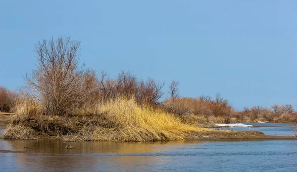 Floden Sista Isen Senaste Isflak Senast Nål Floden Ili Centralasien — Stockfoto