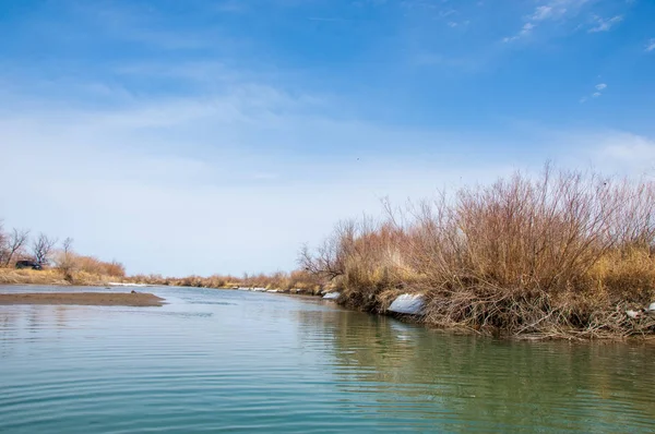 nehir son buz. Son buz parçası. son buz Ili Nehri üzerinde iğne. Orta Asya, Kazakistan bozkırlarında
