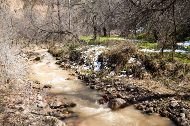 dağ nehir. dağ nehir çamurlu su akan