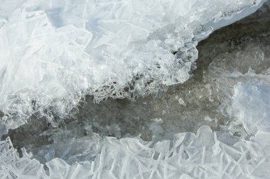 doku. buz. Donmuş buz Nehri üzerinde.