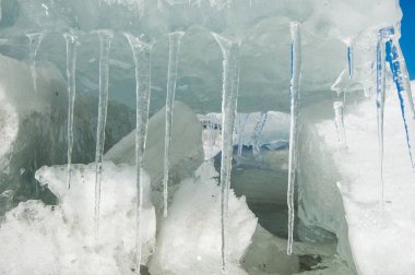 doku. buz. Donmuş buz Nehri üzerinde.