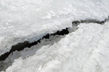 doku. buz. Donmuş buz Nehri üzerinde.