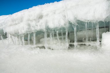 doku. buz. Donmuş buz Nehri üzerinde.