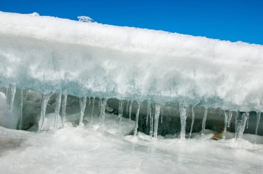 doku. buz. Donmuş buz Nehri üzerinde.
