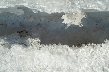 doku. buz. Donmuş buz Nehri üzerinde.