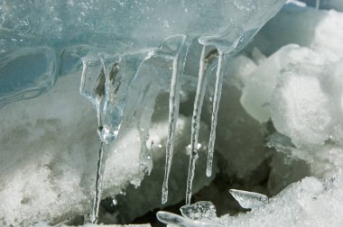 doku. buz. Donmuş buz Nehri üzerinde.