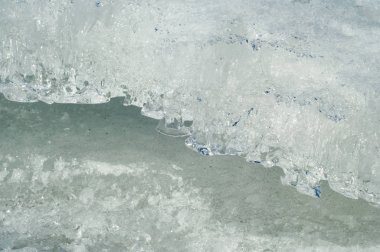 doku. buz. Donmuş buz Nehri üzerinde.