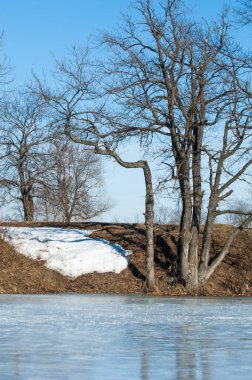 Donmuş gölün bahar. Bahar buz