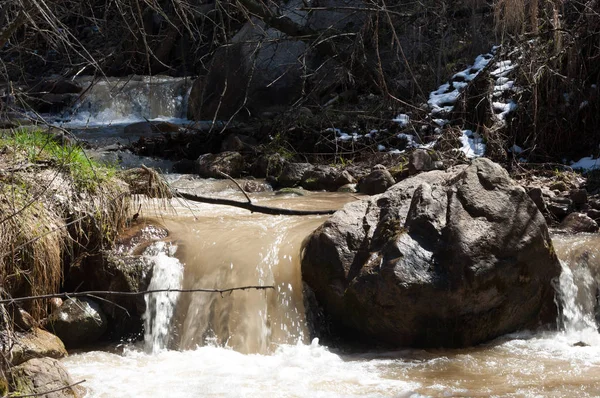 dağ nehir. dağ nehir çamurlu su akan