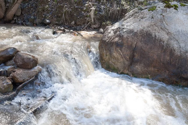 dağ nehir. dağ nehir çamurlu su akan