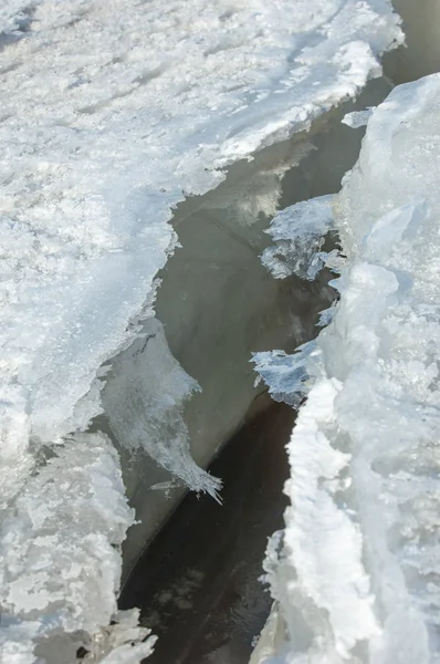 Textur Eis Gefrorenes Eis Auf Dem Fluss — Stockfoto