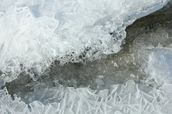 Textura Led Zmrzlého Ledu Řece — Stock fotografie