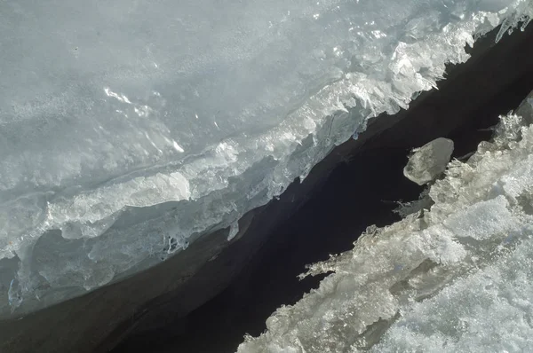 Texture Glace Glace Gelée Sur Rivière — Photo