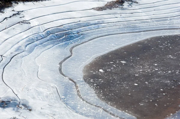 Textura Charco Congelado Primavera Patrones Hielo —  Fotos de Stock