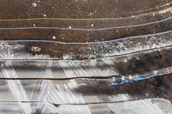 Textura Poça Congelada Mola Padrões Gelo — Fotografia de Stock