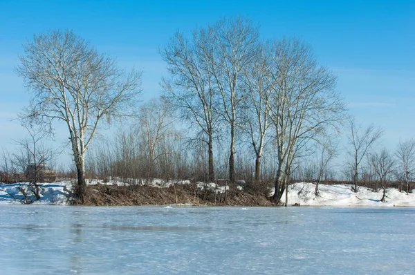 Donmuş gölün bahar. Bahar buz
