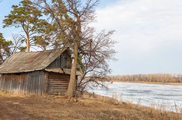 Spring River Ghiaccio Sul Fiume Pittoresco Paesaggio Primaverile Con Ghiaccio — Foto Stock