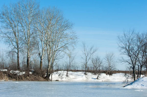Donmuş gölün bahar. Bahar buz