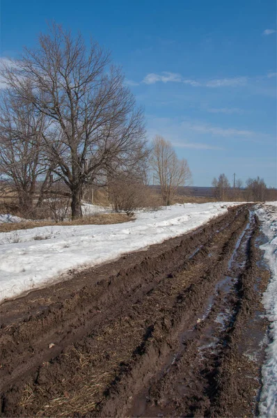 Spring Washed Out Roads Road Mud Road — Stock Photo, Image