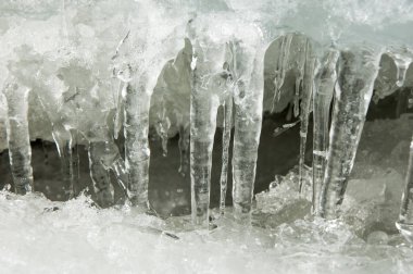 doku. buz. Donmuş buz Nehri üzerinde.