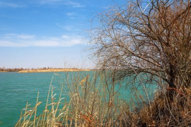 nehir bahar. bahar Nehri Orta Asya'da. Kazakistan bozkır nehir Semirechye. 