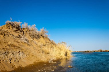 bahar bozkır nehirde. nehir sazlık ile büyümüş. saf zümrüt sudur