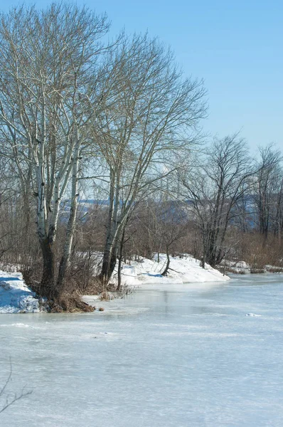 Donmuş gölün bahar. Bahar buz