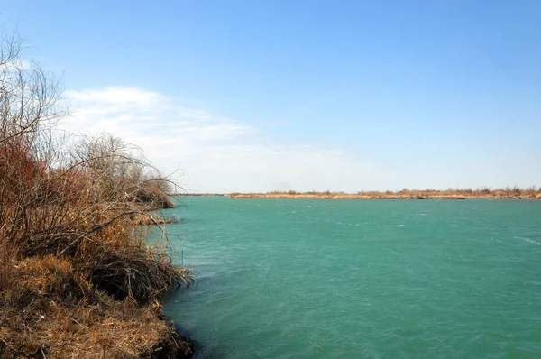 nehir bahar. bahar Nehri Orta Asya'da. Kazakistan bozkır nehir Semirechye. 