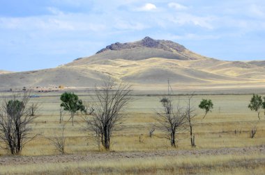 Sonbahar manzara, bozkır Dağları ile. çayır, veld, veldt. otlak, açık, ekilmemiş ülke veya otlak geniş bir açık alan