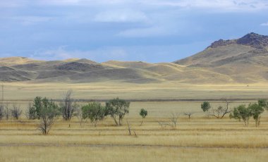 Sonbahar manzara, bozkır Dağları ile. çayır, veld, veldt. otlak, açık, ekilmemiş ülke veya otlak geniş bir açık alan